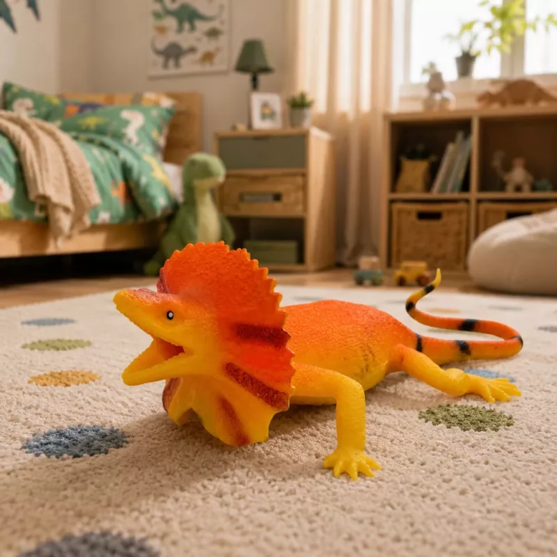 LEAN TOYS Collared Lizard Figura de borracha esticável realista 19cm