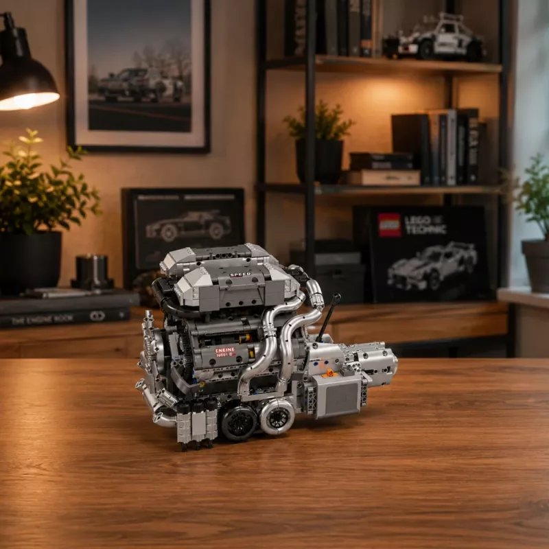 LEAN TOYS Blocos de construção motor de carro V8 transmissão 2024 el.
