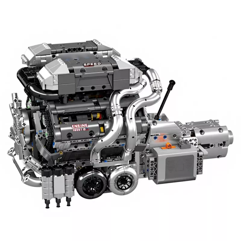 LEAN TOYS Blocos de construção motor de carro V8 transmissão 2024 el.