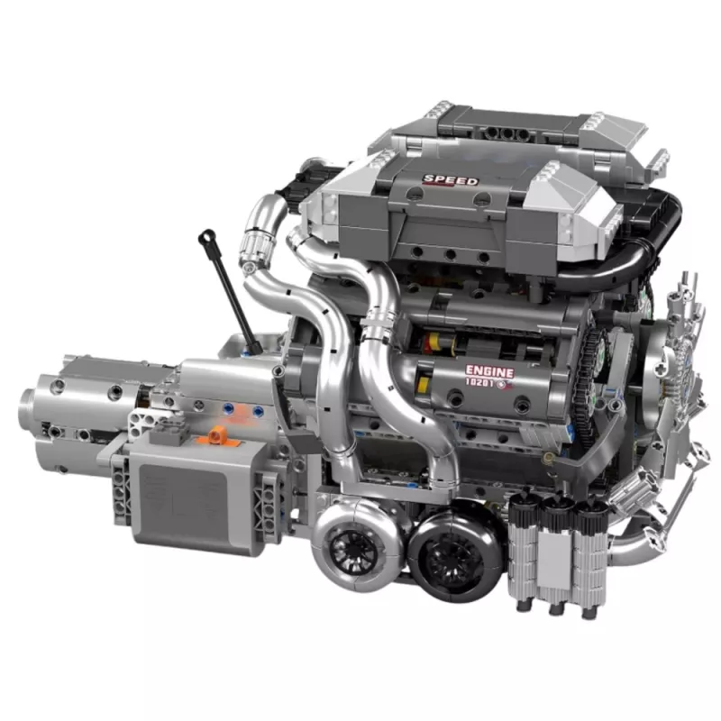LEAN TOYS Blocos de construção motor de carro V8 transmissão 2024 el.