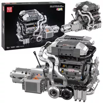 LEAN TOYS Blocos de construção motor de carro V8 transmissão 2024 el.