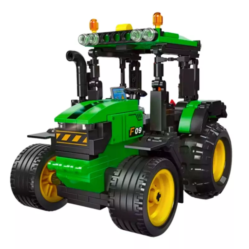LEAN TOYS Blocos de construção trator agrícola verde 304 peças