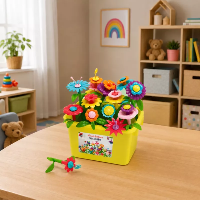 LEAN TOYS Blocos de Flores Jardim Florido Colorido em Cartão 73 unid.