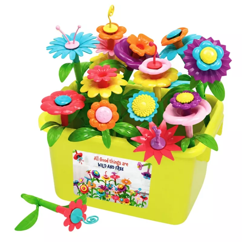 LEAN TOYS Blocos de Flores Jardim Florido Colorido em Cartão 73 unid.