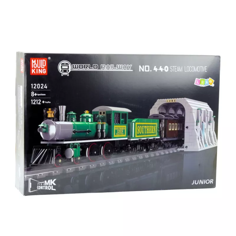 Blocos de construção locomotiva a vapor telecomandada RC LEAN TOYS verde 1212 peças