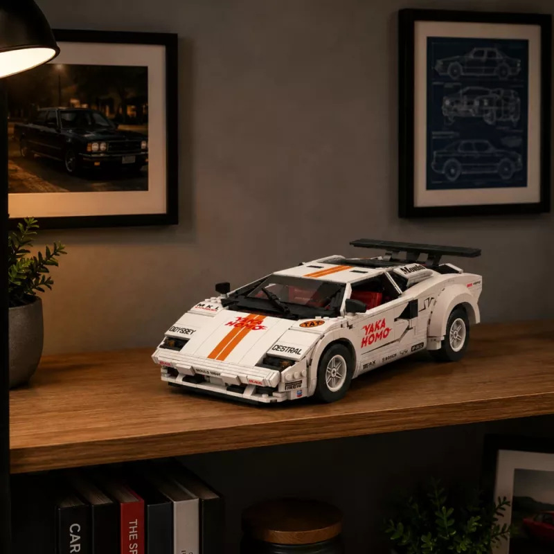 LEAN TOYS Blocos de construção carro desportivo com controlo remoto RC branco 1384 peças