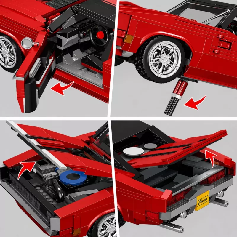 Blocos de construção LEAN TOYS carro desportivo Charger vermelho 1869 peças
