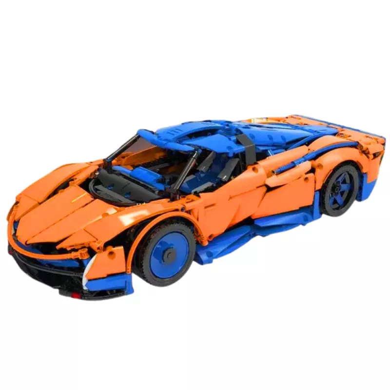 Blocos de construção LEAN TOYS carro desportivo RC – azul e laranja (1883 peças, 2,4 GHz, escala 1:8)