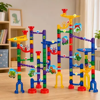 LEAN TOYS conjunto de construção pista de bolas túnel dinossauros coloridos 192 peças