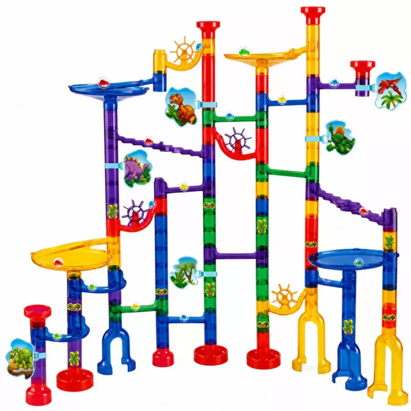 LEAN TOYS conjunto de construção pista de bolas túnel dinossauros coloridos 192 peças