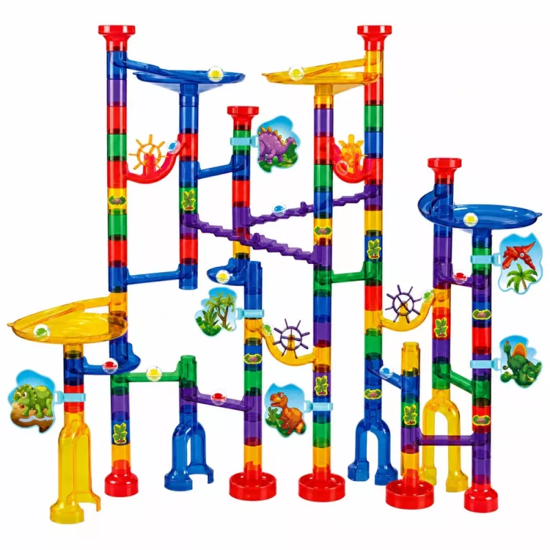 LEAN TOYS conjunto de construção pista de bolas túnel dinossauros coloridos 192 peças