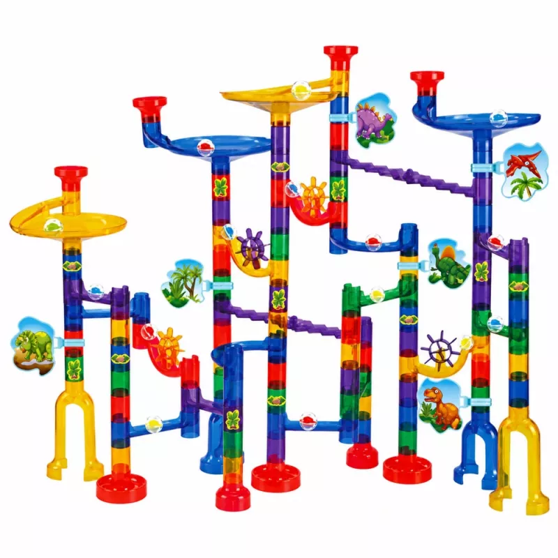 LEAN TOYS conjunto de construção pista de bolas túnel dinossauros coloridos 192 peças