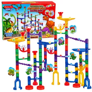 LEAN TOYS conjunto de construção pista de bolas túnel dinossauros coloridos 192 peças