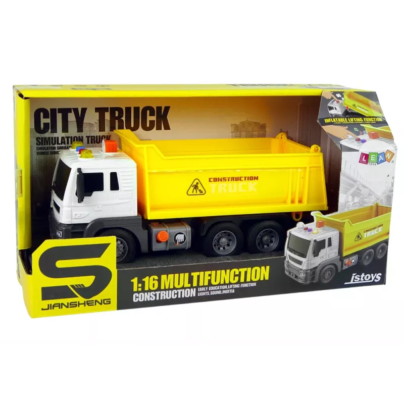 LEAN TOYS Veículo de Construção Camião Basculante 1:16 Amarelo Reboque Elevatório
