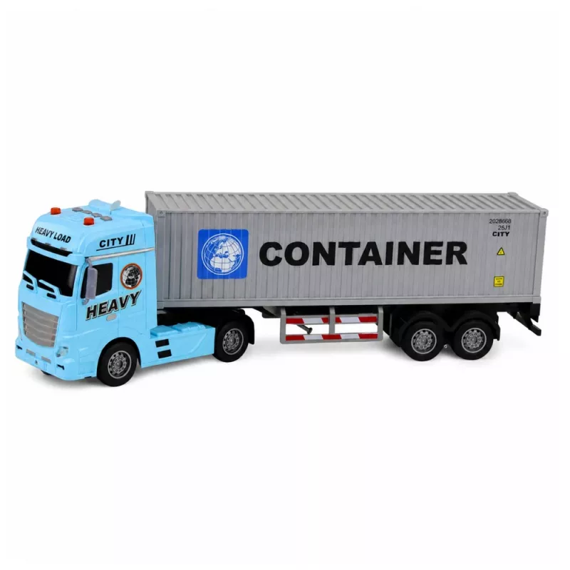 LEAN TOYS camião porta-contentores com portas de abertura, luz e som – azul, 54 cm