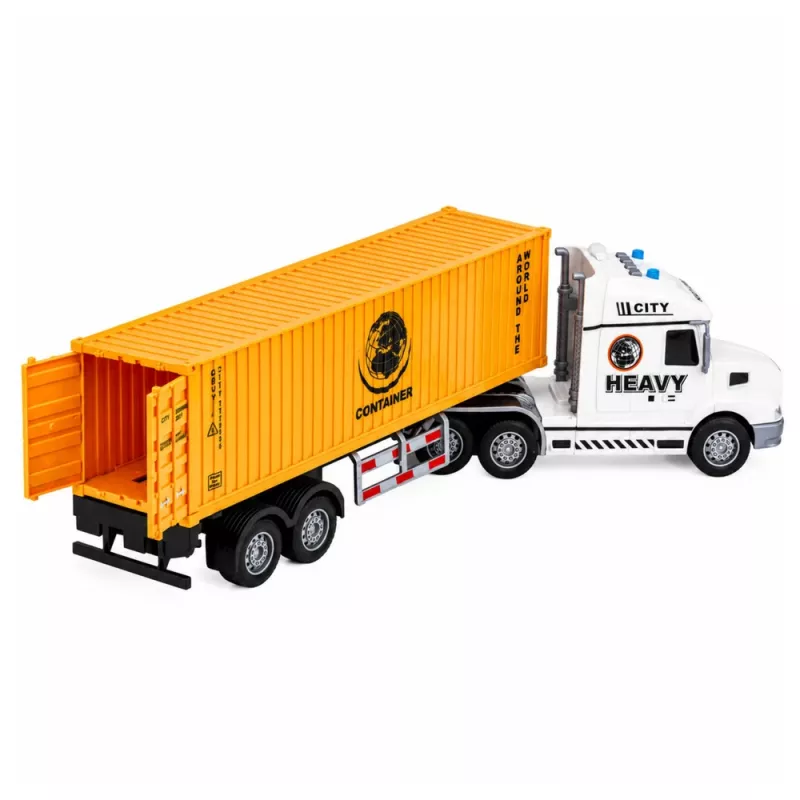 LEAN TOYS Camião porta-contentores com portas que abrem, luzes e sons, Amarelo, 54 cm