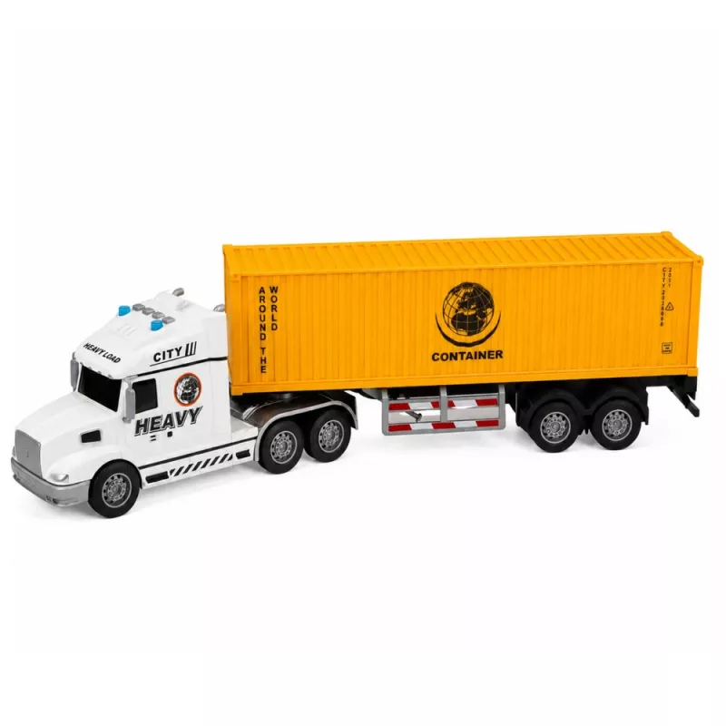 LEAN TOYS Camião porta-contentores com portas que abrem, luzes e sons, Amarelo, 54 cm