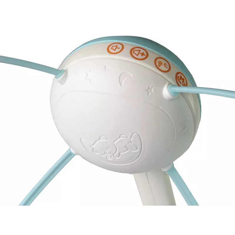LEAN TOYS Carrossel de berço projetor piloto melodias sons de animais azul