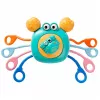 LEAN TOYS Brinquedo sensorial caranguejo para bebés chocalho mordedor azul