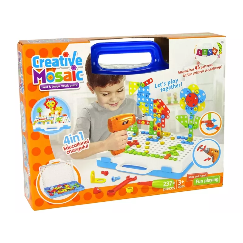 LEAN TOYS Puzzle mosaico criativo 4 em 1 chave de fendas 237 peças