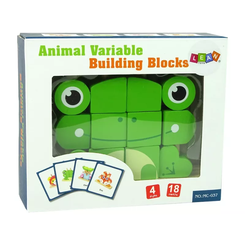 LEAN TOYS Blocos de madeira espaciais criativos puzzle 3D rã