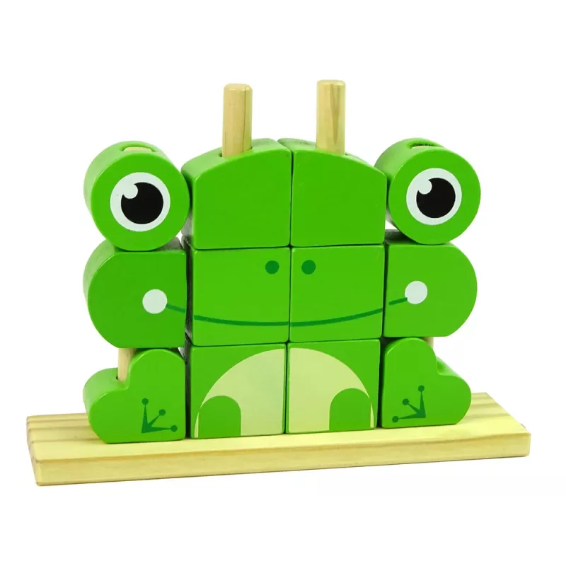 LEAN TOYS Blocos de madeira espaciais criativos puzzle 3D rã
