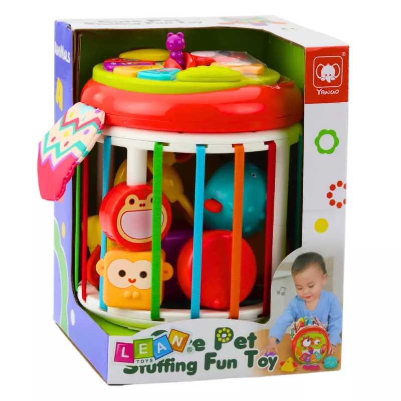LEAN TOYS Cubo sensorial cilíndrico classificador de formas interativo com luz e som - multicolor (22659)