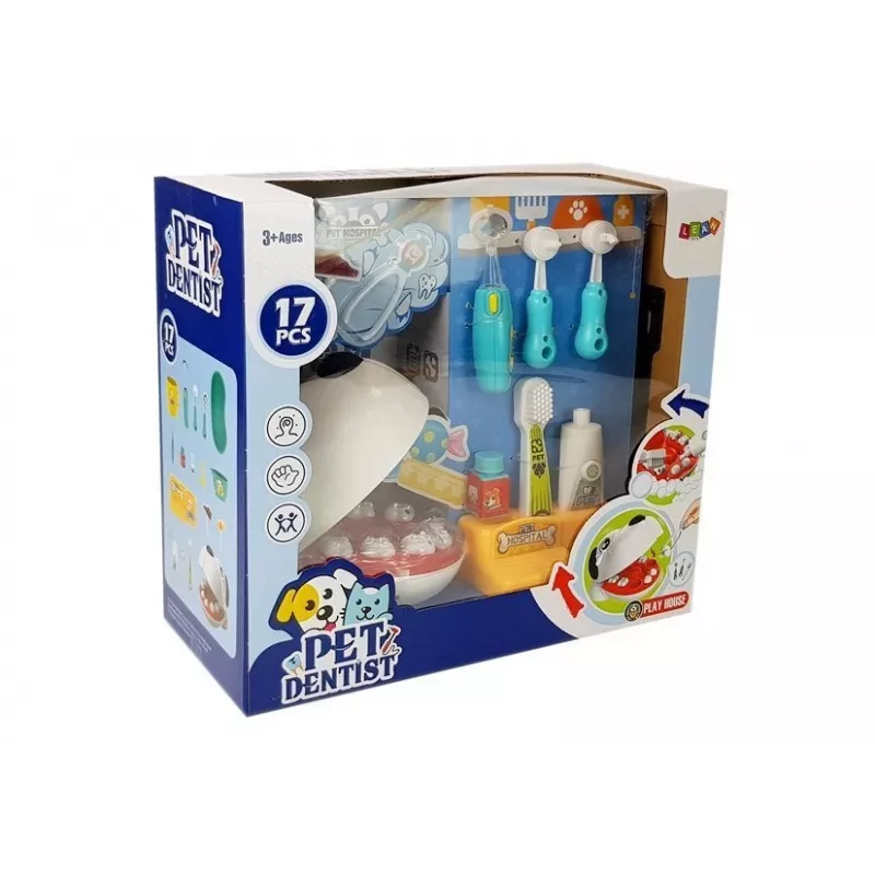 LEAN TOYS Conjunto de dentista para cães, pequena mala de médico. Escova de dentes. Pasta de dentes comprimida.