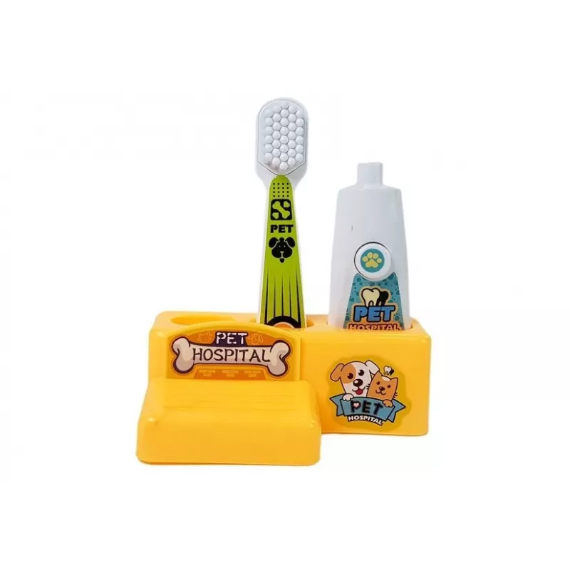 LEAN TOYS Conjunto de dentista para cães, pequena mala de médico. Escova de dentes. Pasta de dentes comprimida.
