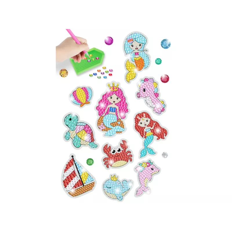 LEAN TOYS conjunto de autocolantes de bordado diamante mundo marinho animais mosaico