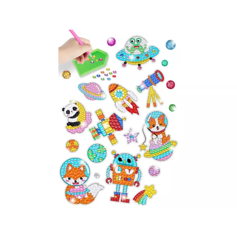 LEAN TOYS conjunto de autocolantes de bordado diamante espaço astronauta mosaico
