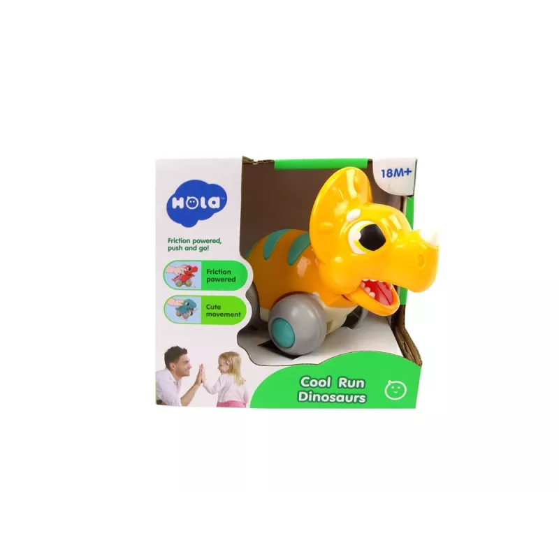 LEAN TOYS Dinossauro sobre Rodas Figura Triceratops Amarela
