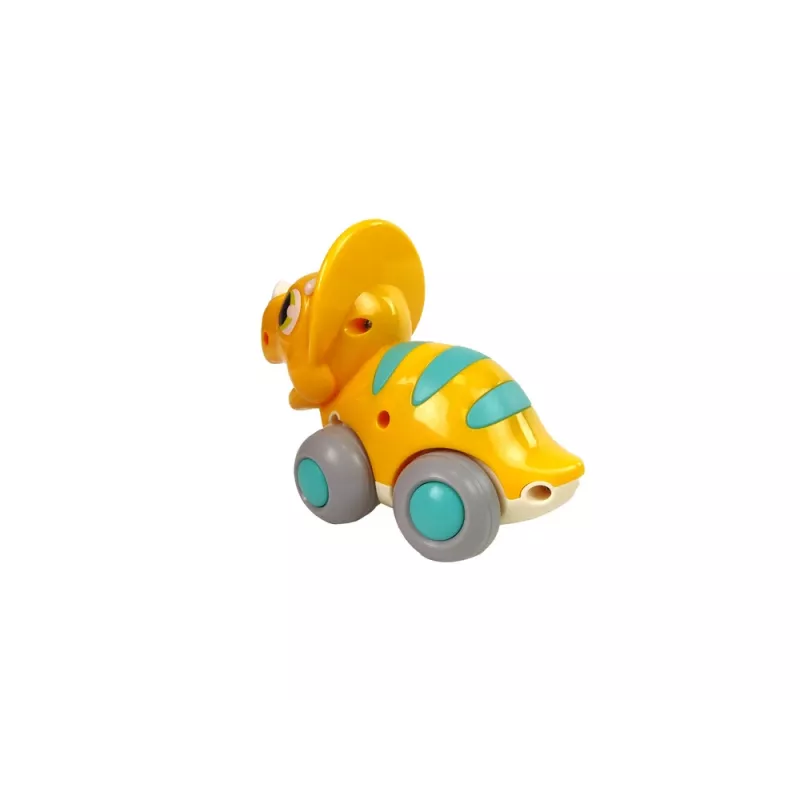 LEAN TOYS Dinossauro sobre Rodas Figura Triceratops Amarela