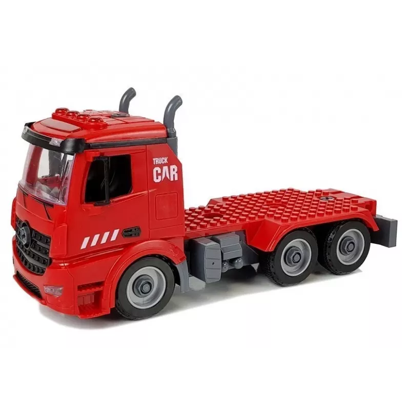 LEAN TOYS Carro de bombeiros DIY 2em1 Kit com escada amovível, chave de fendas, efeitos sonoros e luminosos, capacete