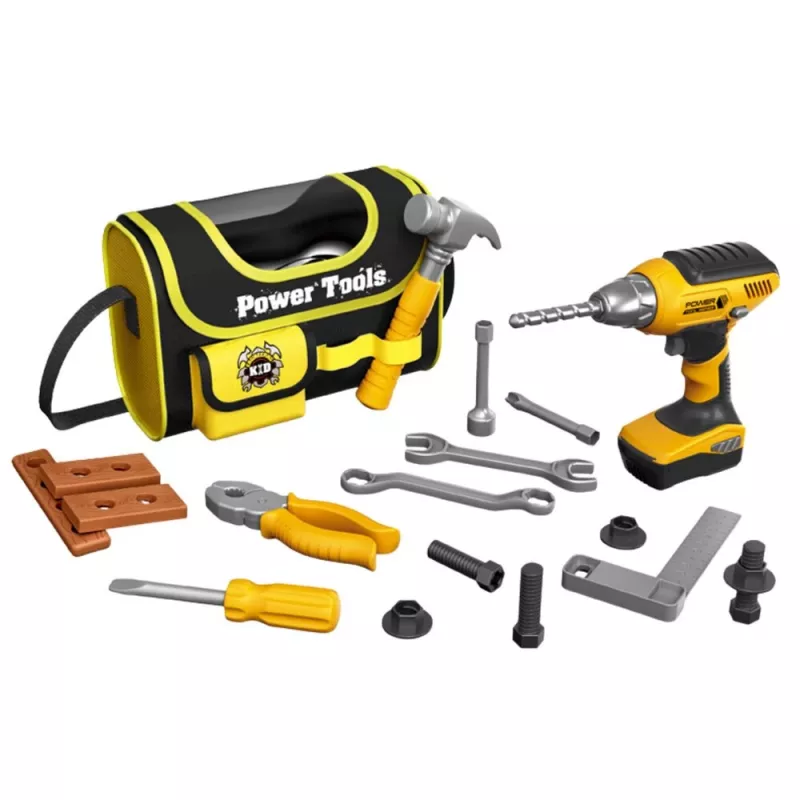 LEAN TOYS Bolsa de ferramentas DIY para aparafusadora sem fio, poliéster 600D, preto com detalhes vermelhos