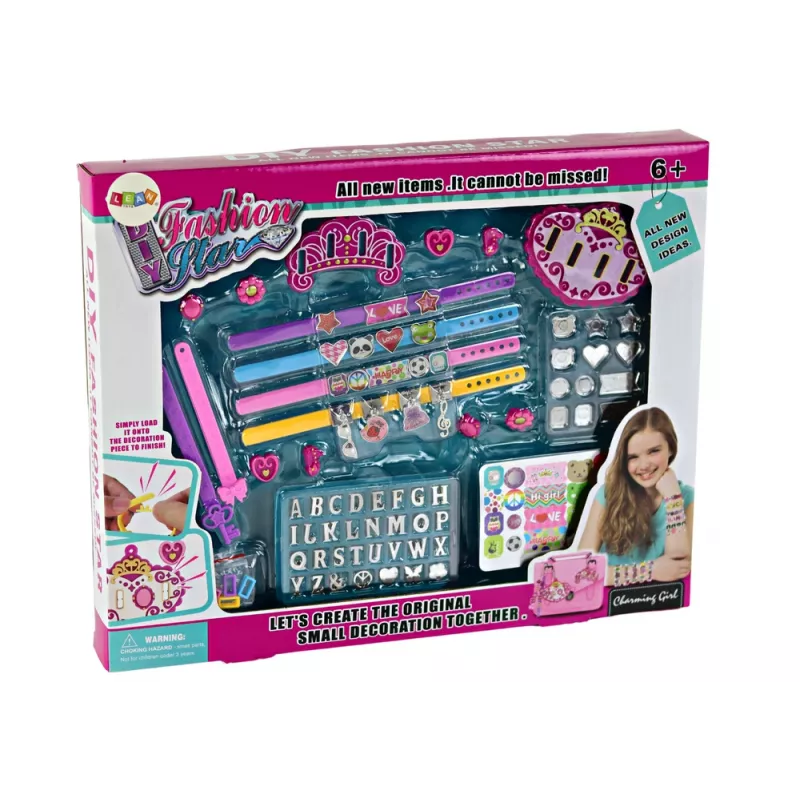 LEAN TOYS Conjunto de Joalharia DIY Pulseira com Pingentes de Letras