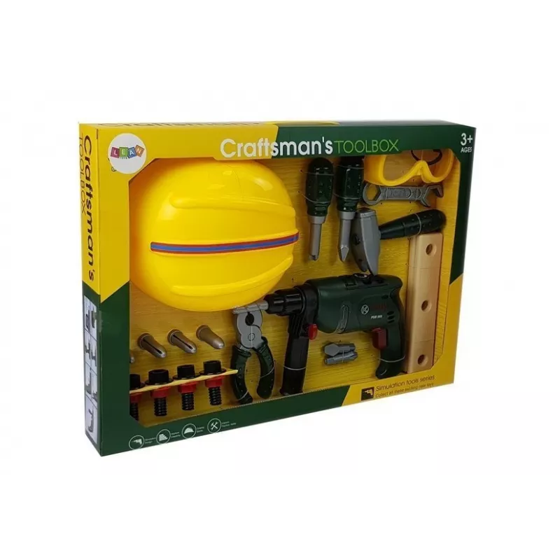 LEAN TOYS Conjunto DIY Berbequim a bateria, óculos de proteção e capacete