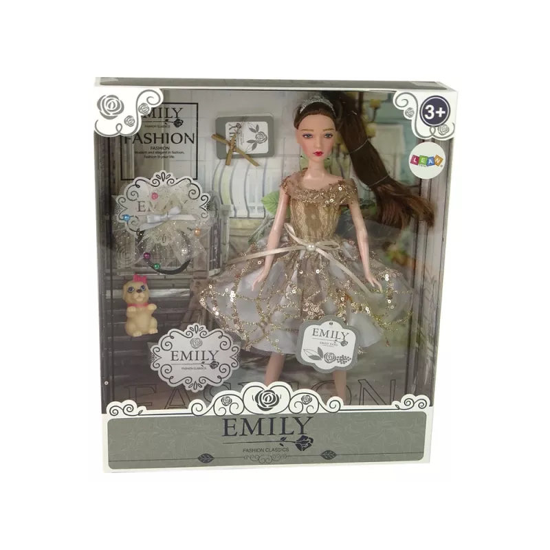 LEAN TOYS Boneca para criança Emily com cão de pelo comprido