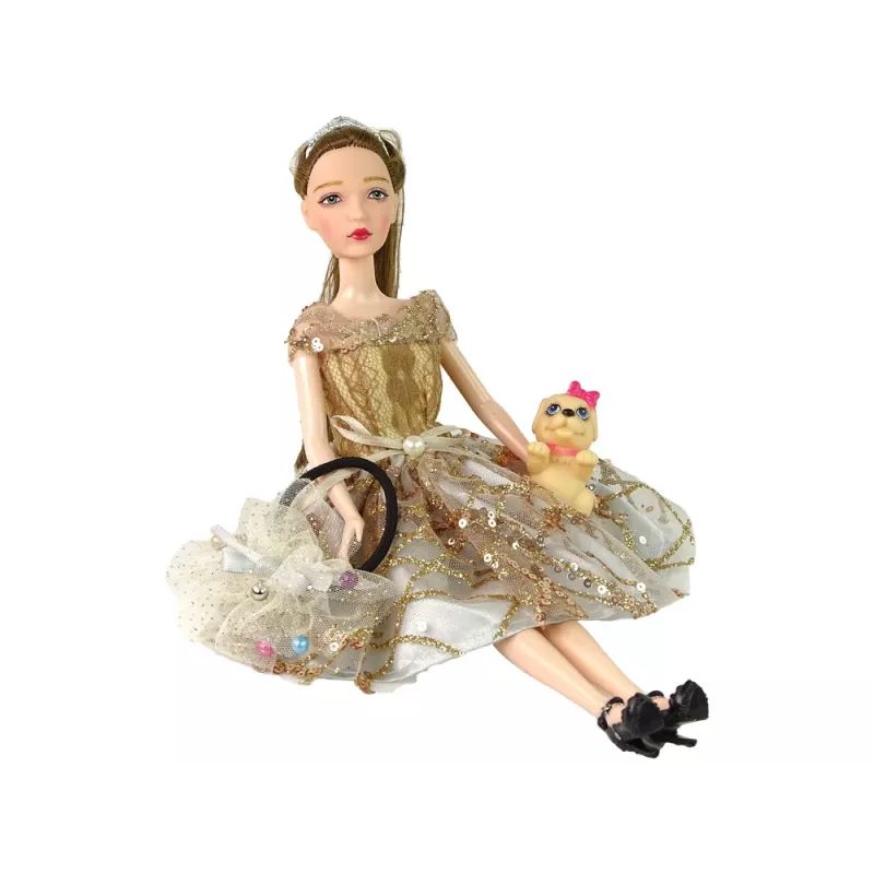 LEAN TOYS Boneca para criança Emily com cão de pelo comprido