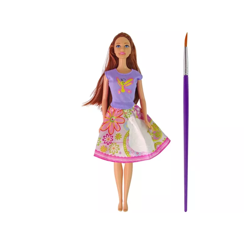 LEAN TOYS Boneca com cabelo comprido e vestido de pintura