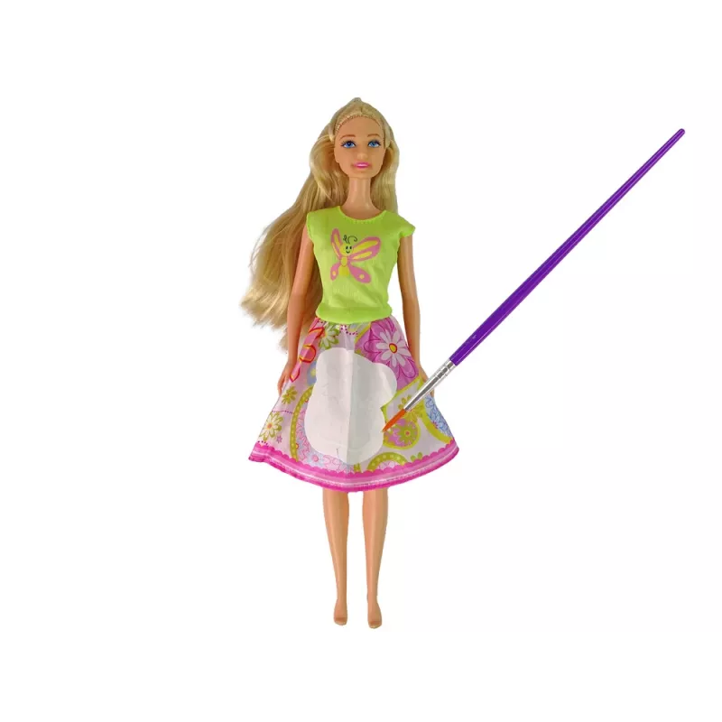 LEAN TOYS Boneca com cabelo comprido e vestido de pintura