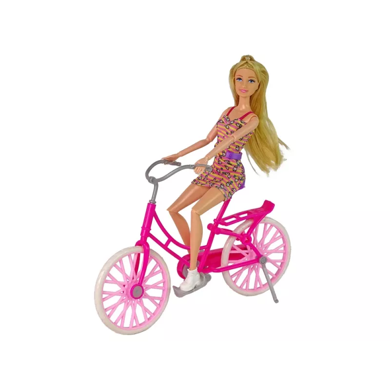 LEAN TOYS Boneca em bicicleta rosa