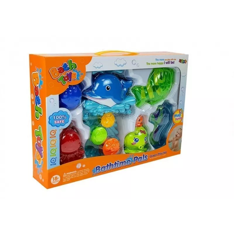 LEAN TOYS Conjunto de Banho Golfinho Animais Marinhos Cascata de Plástico