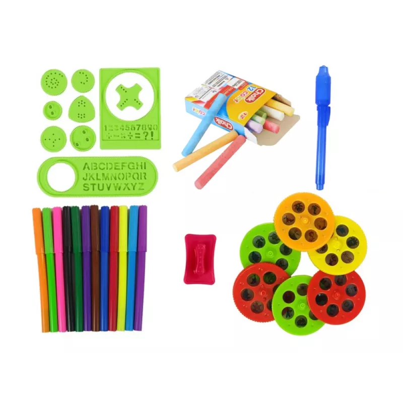 LEAN TOYS Quadro de dupla face com giz, suporte e projetor de imagens, vermelho