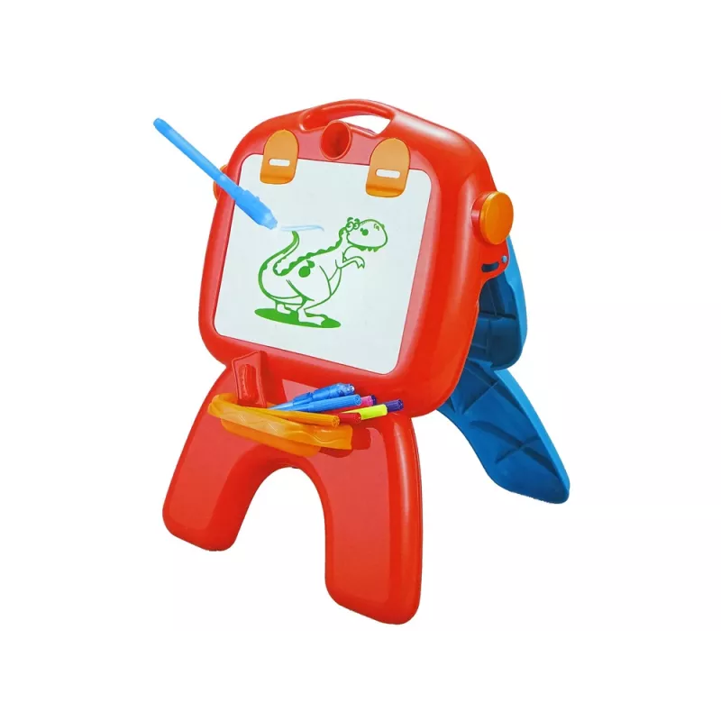 LEAN TOYS Quadro de dupla face com giz, suporte e projetor de imagens, vermelho