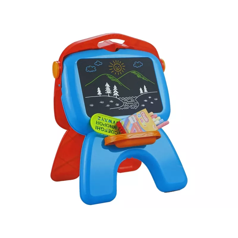 LEAN TOYS Quadro de dupla face com giz, suporte e projetor de imagens, vermelho