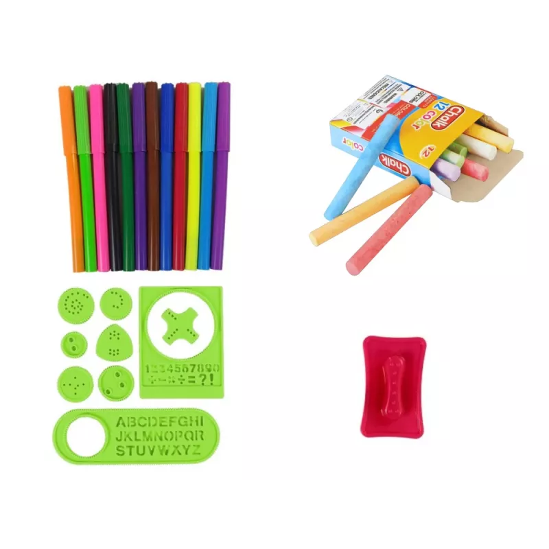 LEAN TOYS Quadro de giz magnético de dupla face com modelos azuis e vermelhos
