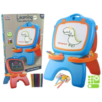 LEAN TOYS Quadro de giz magnético de dupla face com modelos azuis e vermelhos