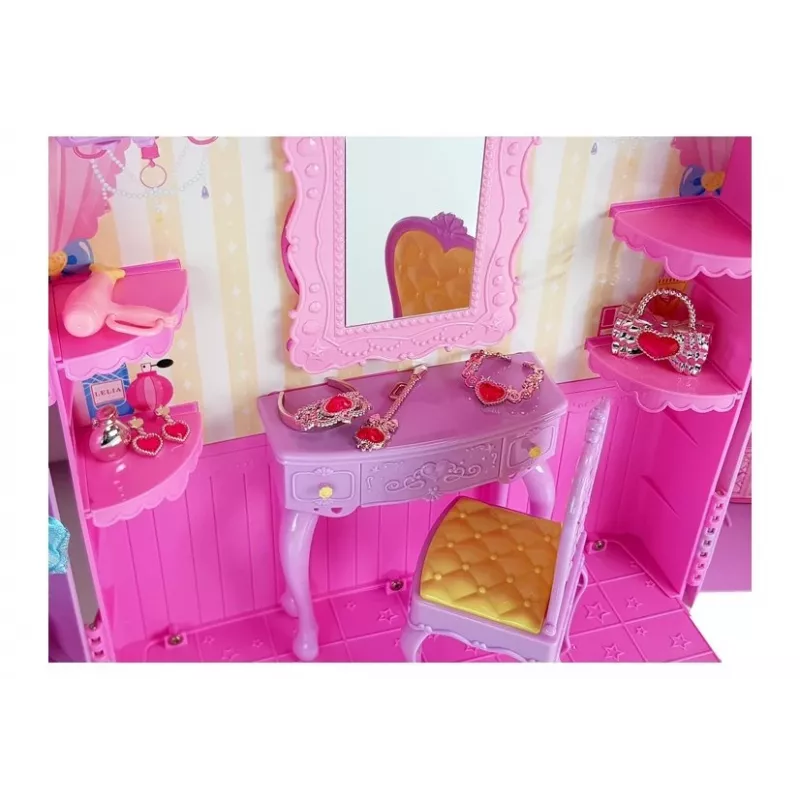 LEAN TOYS Vestiário com Luz e Espelho para Bonecas de 26 cm - Conjunto de Roupa e Acessórios