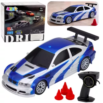LEAN TOYS Carro Desportivo de Drift Telecomandado E46 RC Cones 15 km/h 1:43